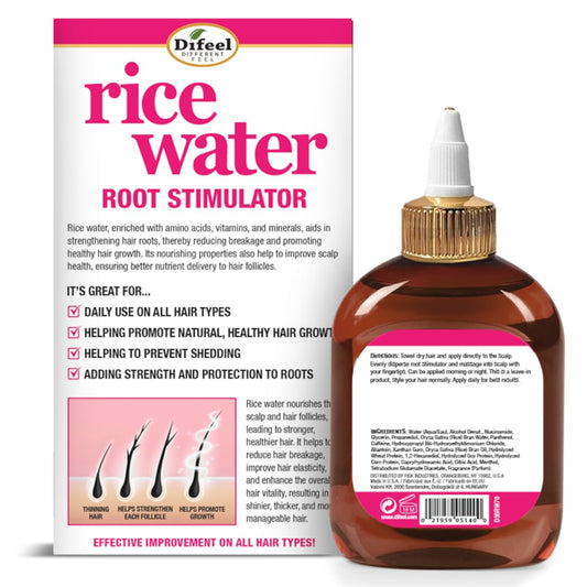 Difeel Rice Water Root Stimulator dropper ready for scalp use and nourishment.