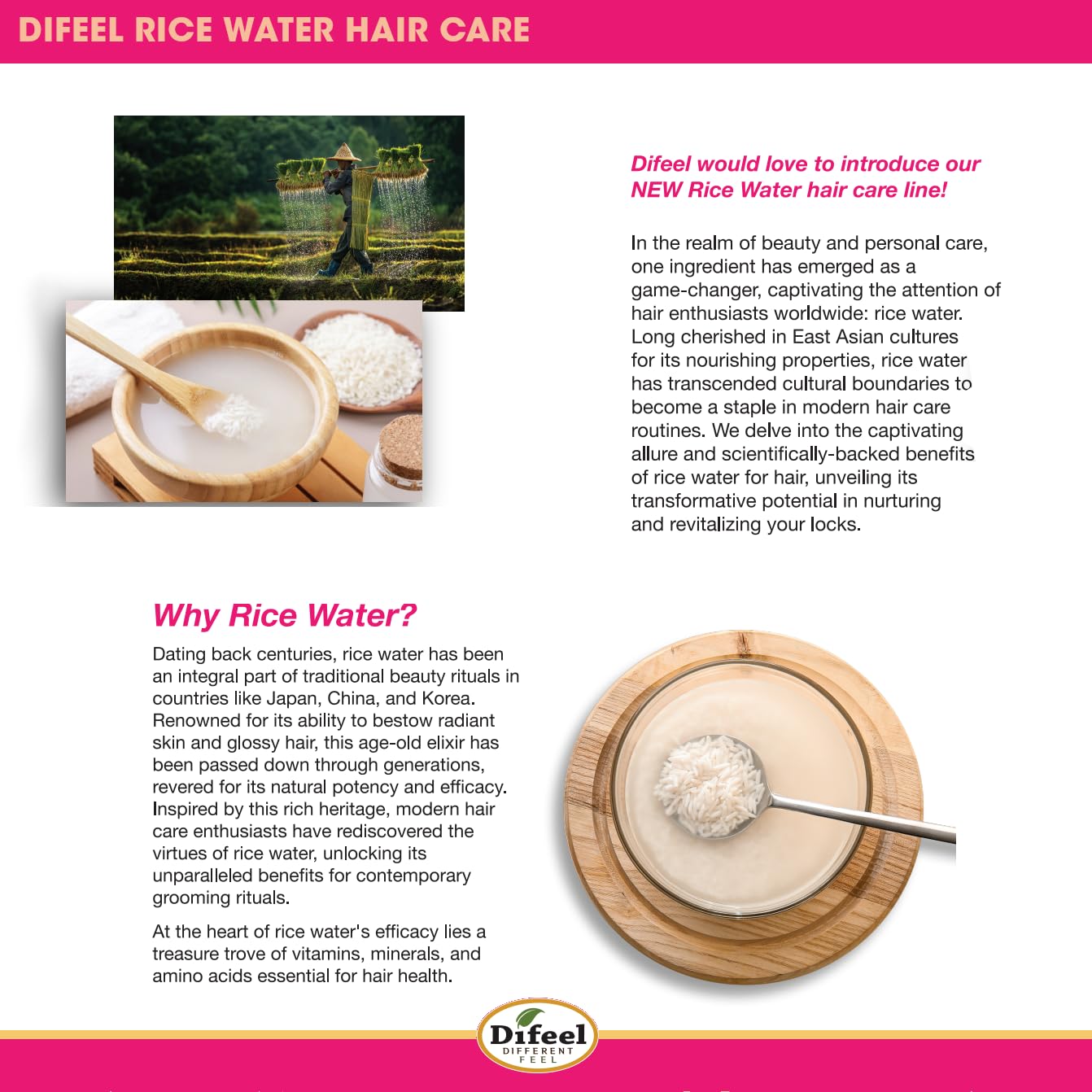 Difeel Rice Water Shampoo scalp care scene suggesting balanced scalp