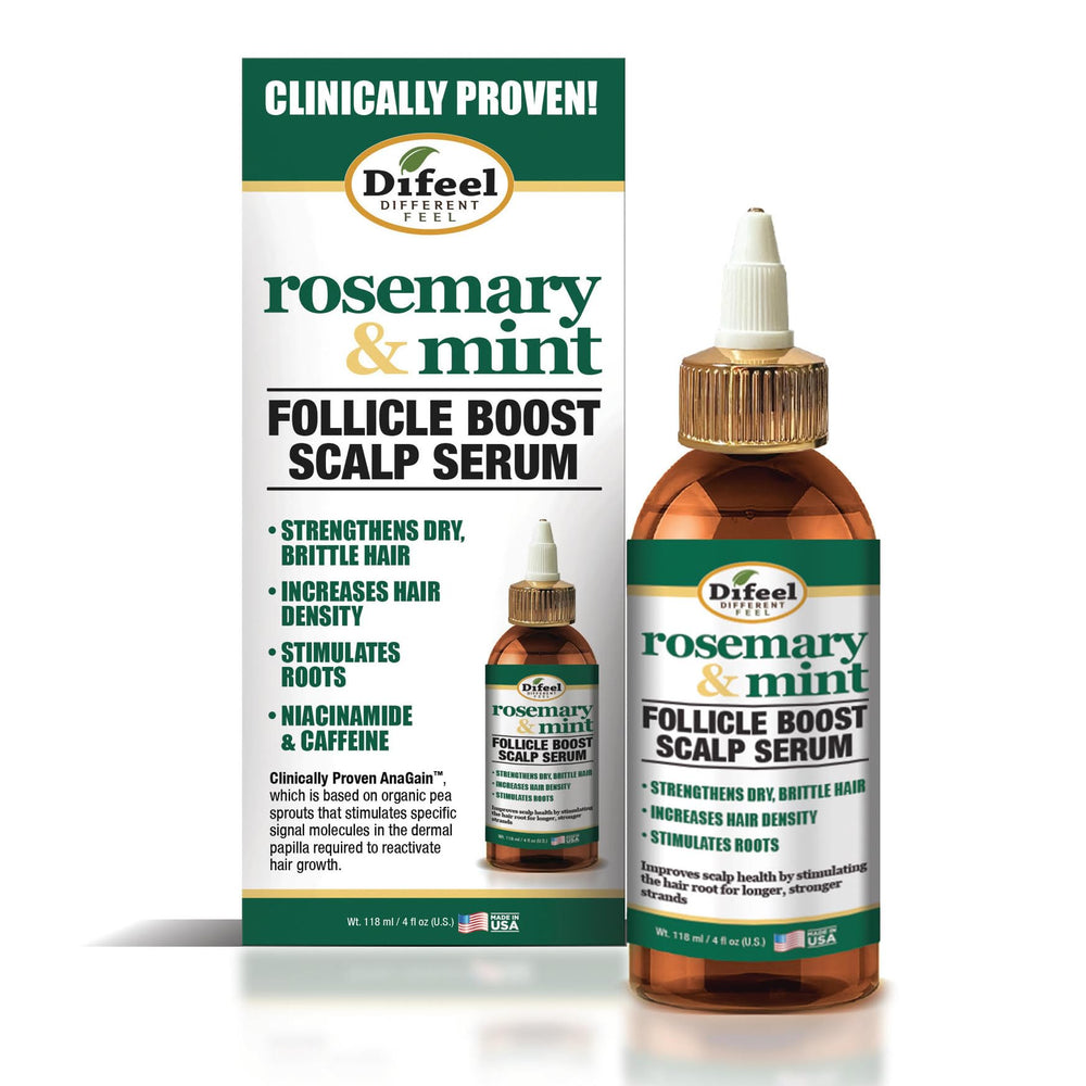 Difeel Rosemary & Mint serum bottle front for scalp nourishment