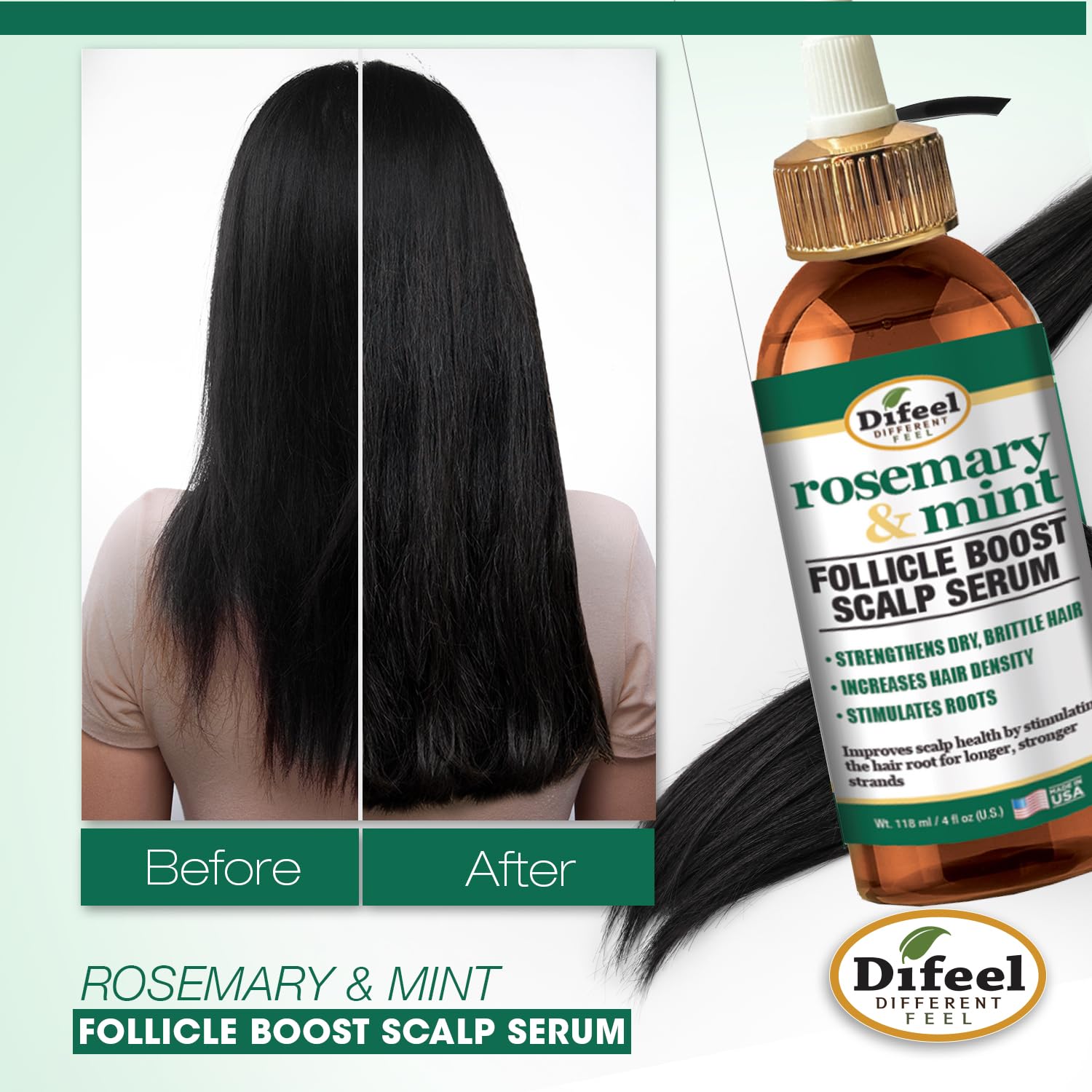 Difeel bottle on countertop for easy daily care routine