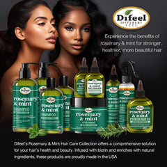 Difeel bottle angled to suggest denser hair look