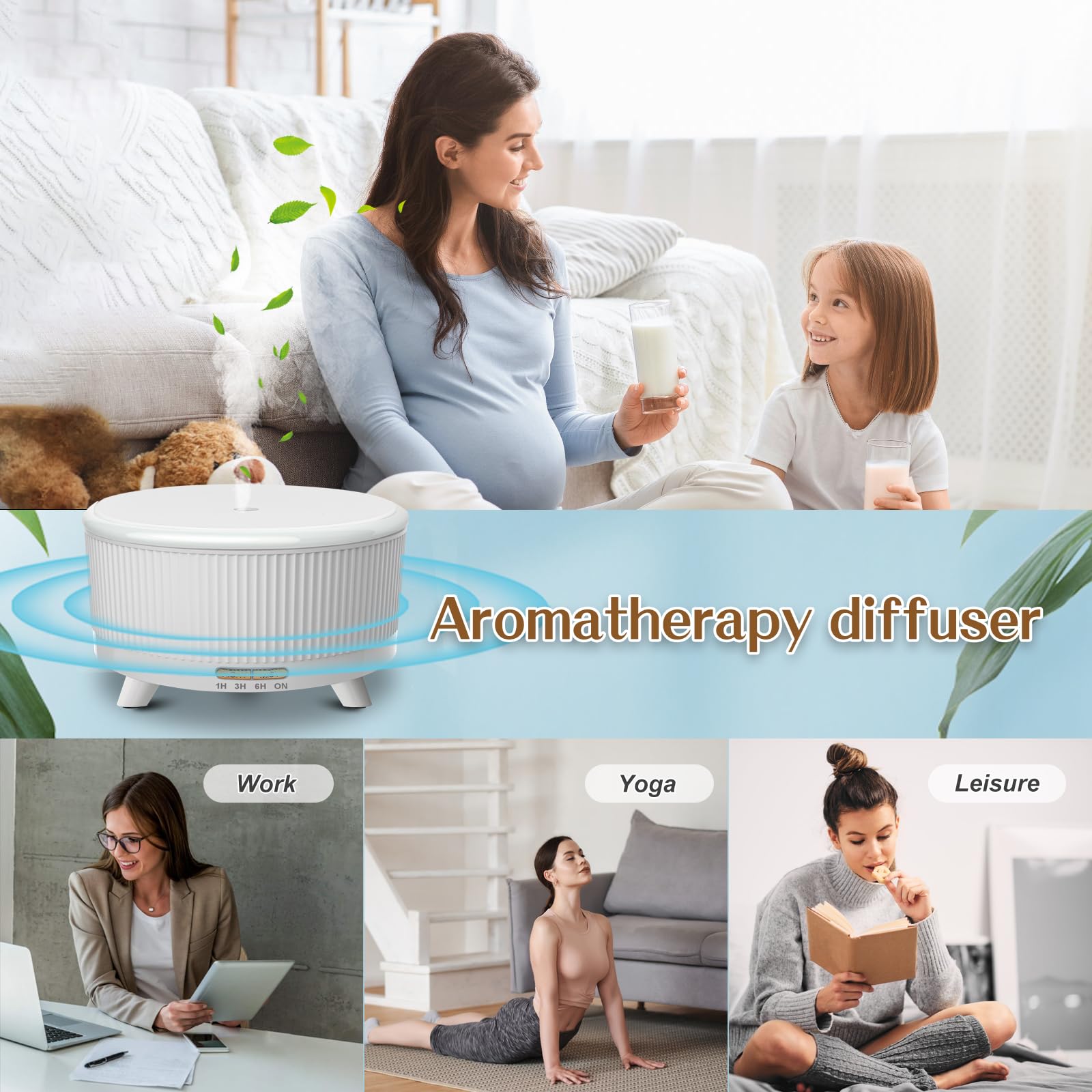Auto-off feature indicator on essential oil diffuser