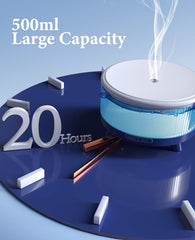 500ml essential oil diffuser in dark blue gradient – angled view