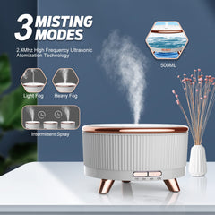 Large-room diffuser emitting mist in a bedroom