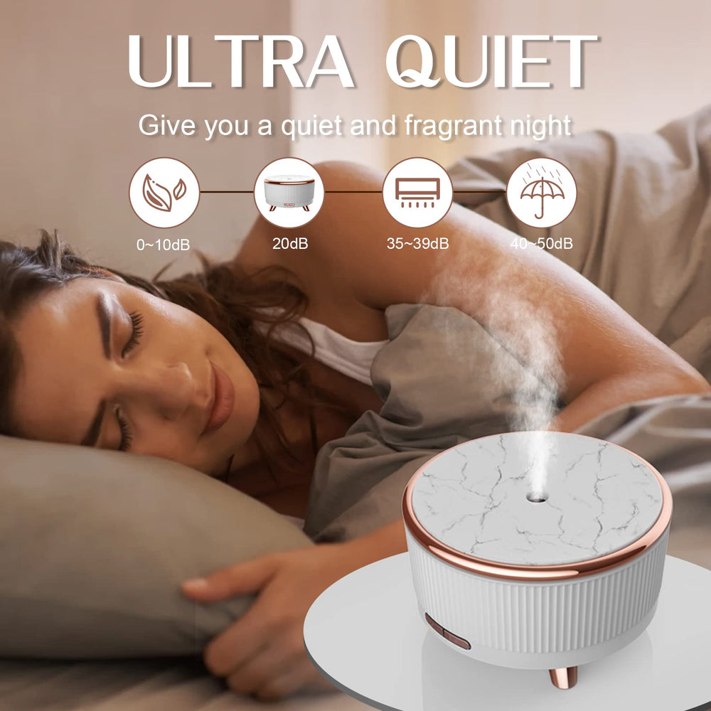 Close-up of diffuser with seven-color ambient lighting