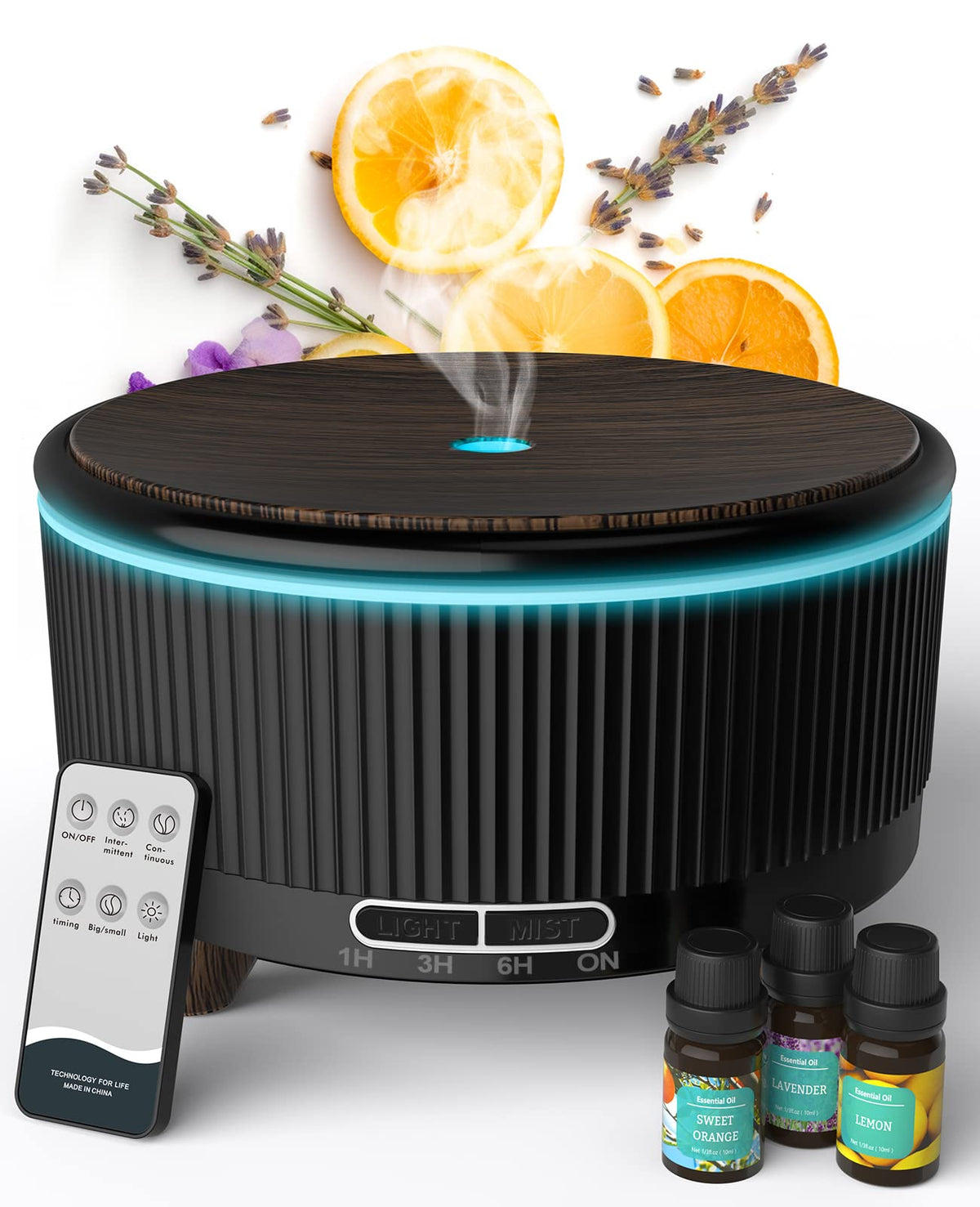 500ml essential oil diffuser for large room with remote in black