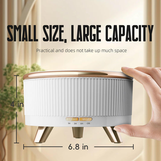 Side view of 500ml white essential oil diffuser