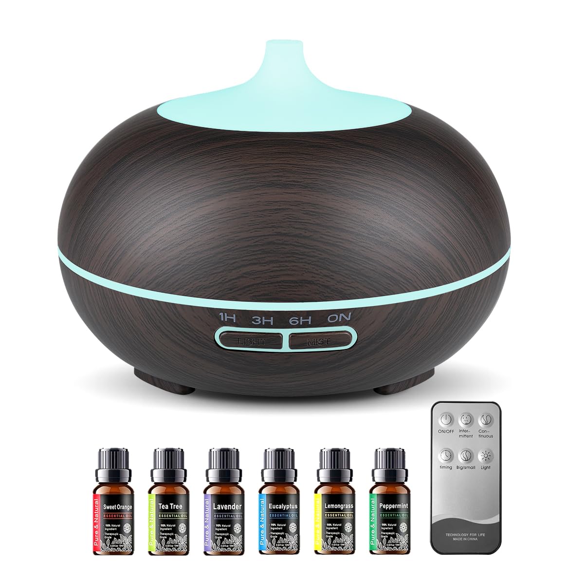 550ml large-capacity essential oil diffuser with 6-oil set