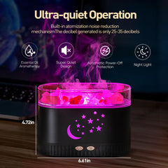 7-color ambient light on flame-style essential oil diffuser