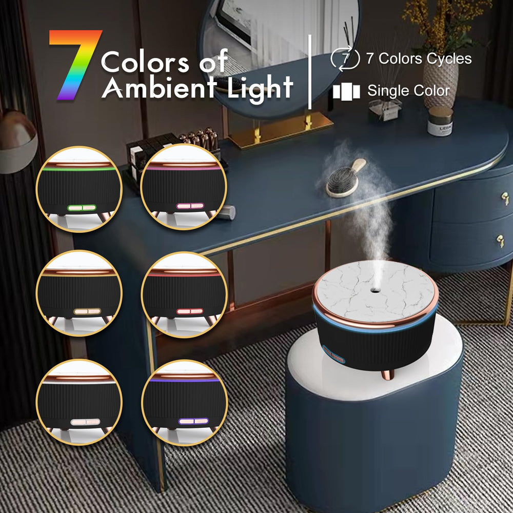 Diffuser showing seven color LED lights