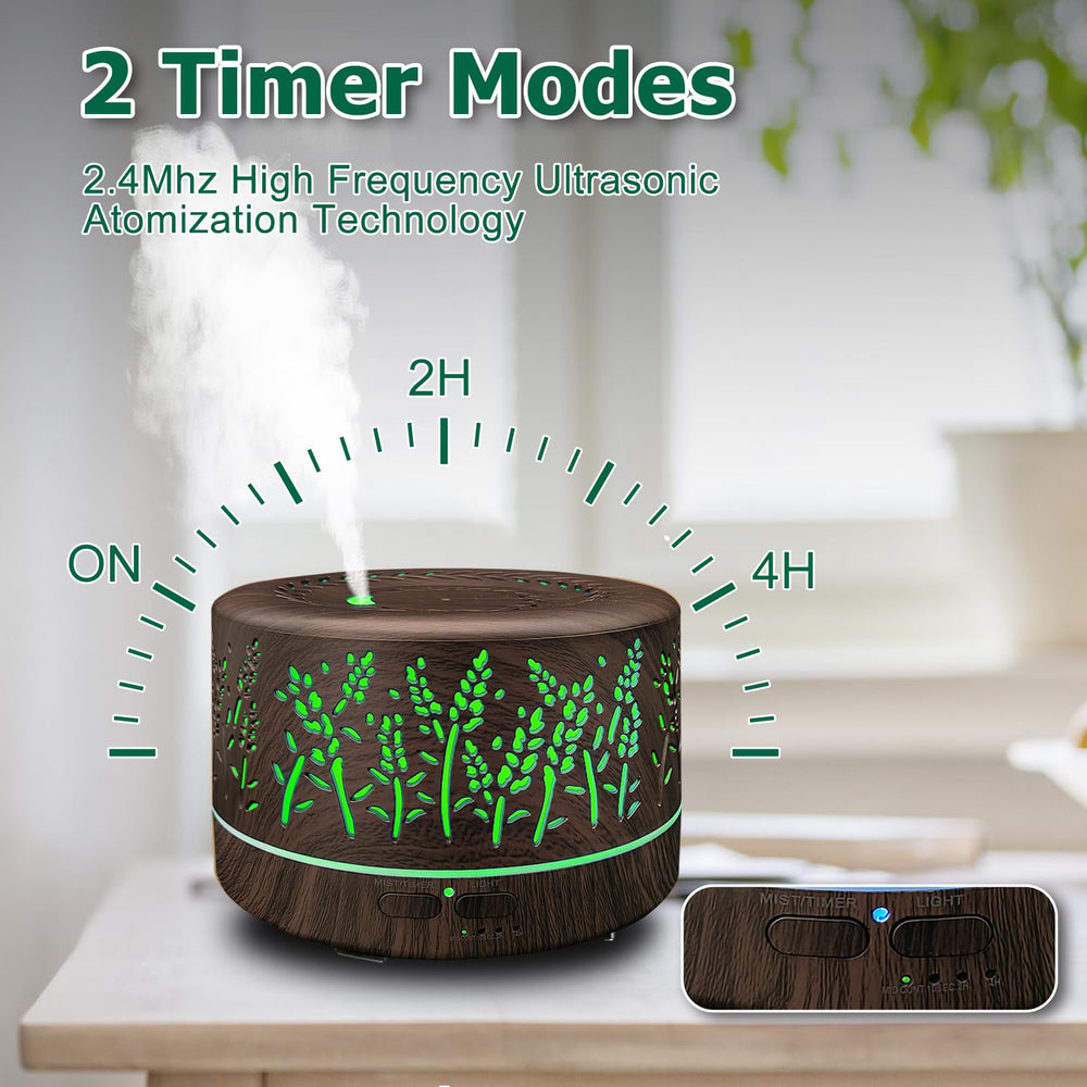 Dark Wood 600ml Diffuser with ambient lighting