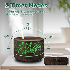 Dark Wood 600ml Diffuser with ambient lighting