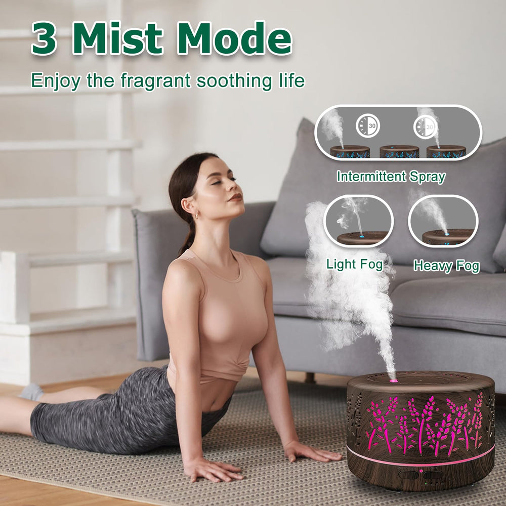 Dark Wood 600ml Essential Oil Diffuser - angle view
