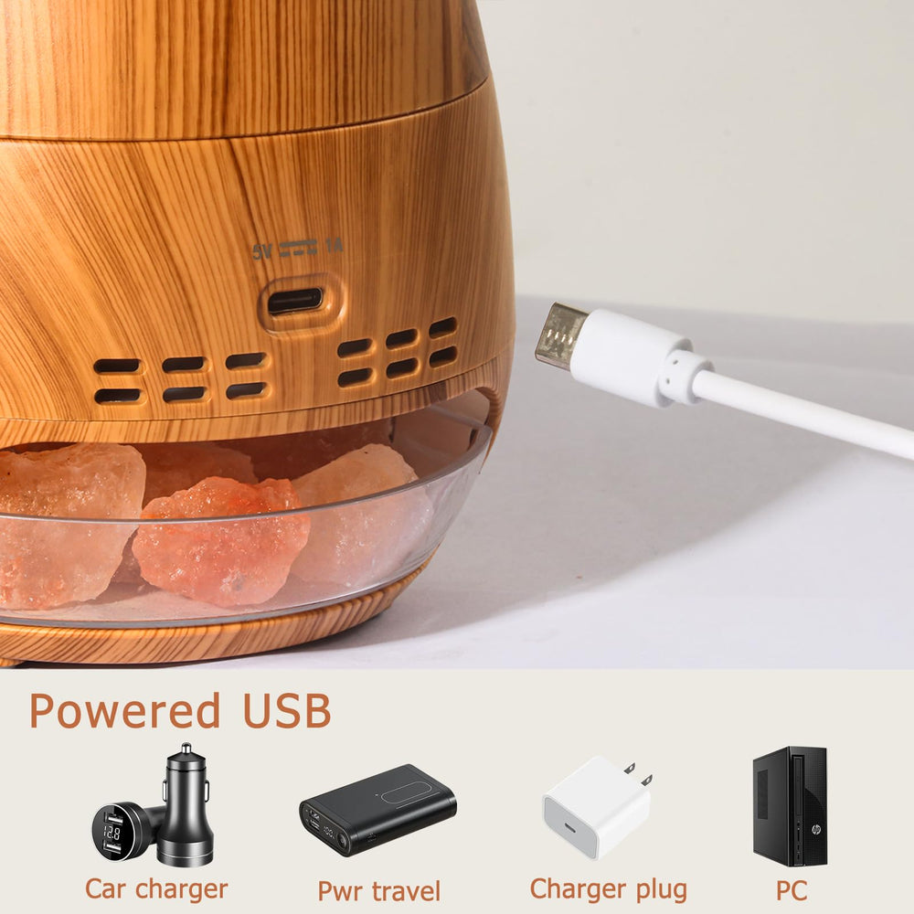 Bedroom setting with diffuser and salt lamp