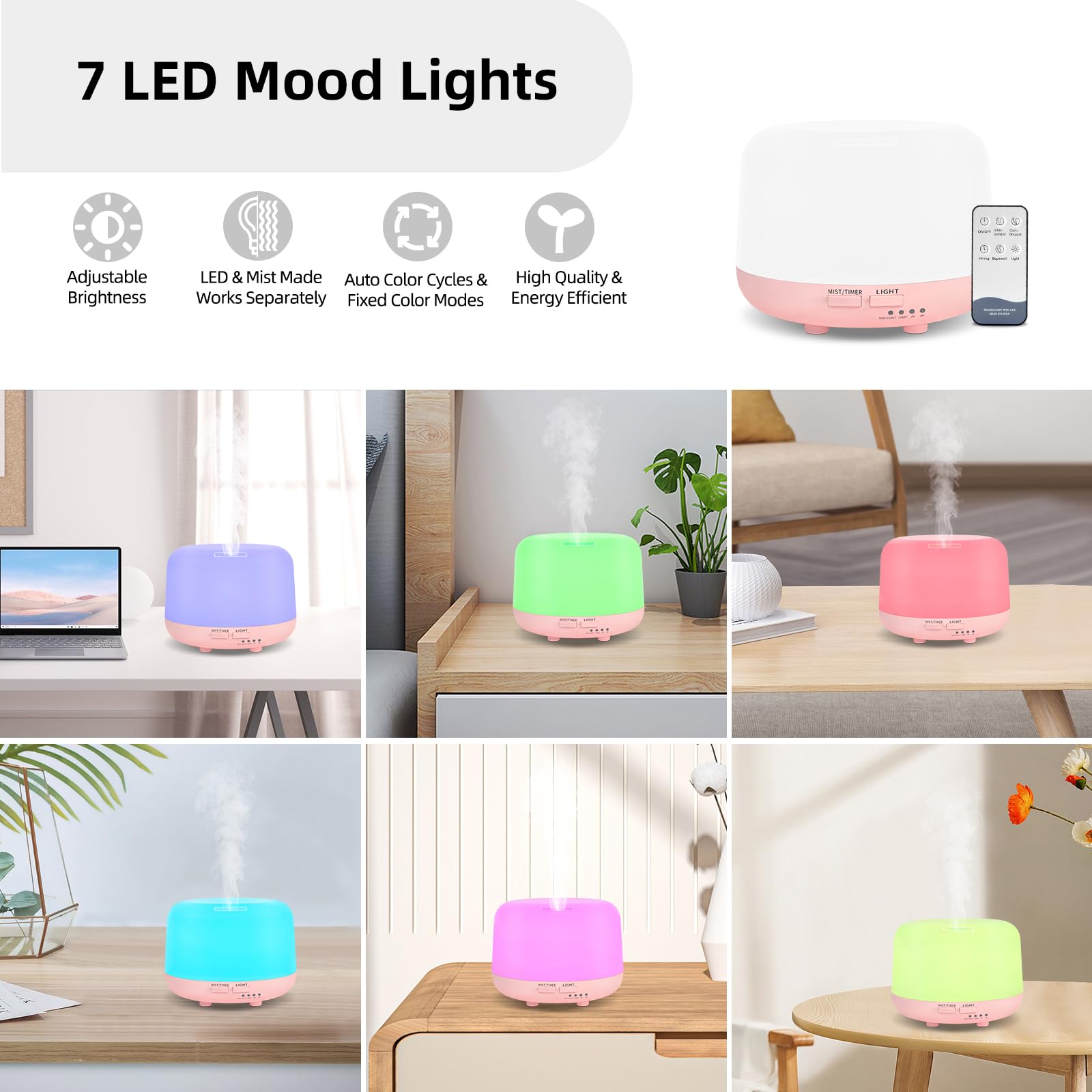 Pink diffuser placed on desk in home/office