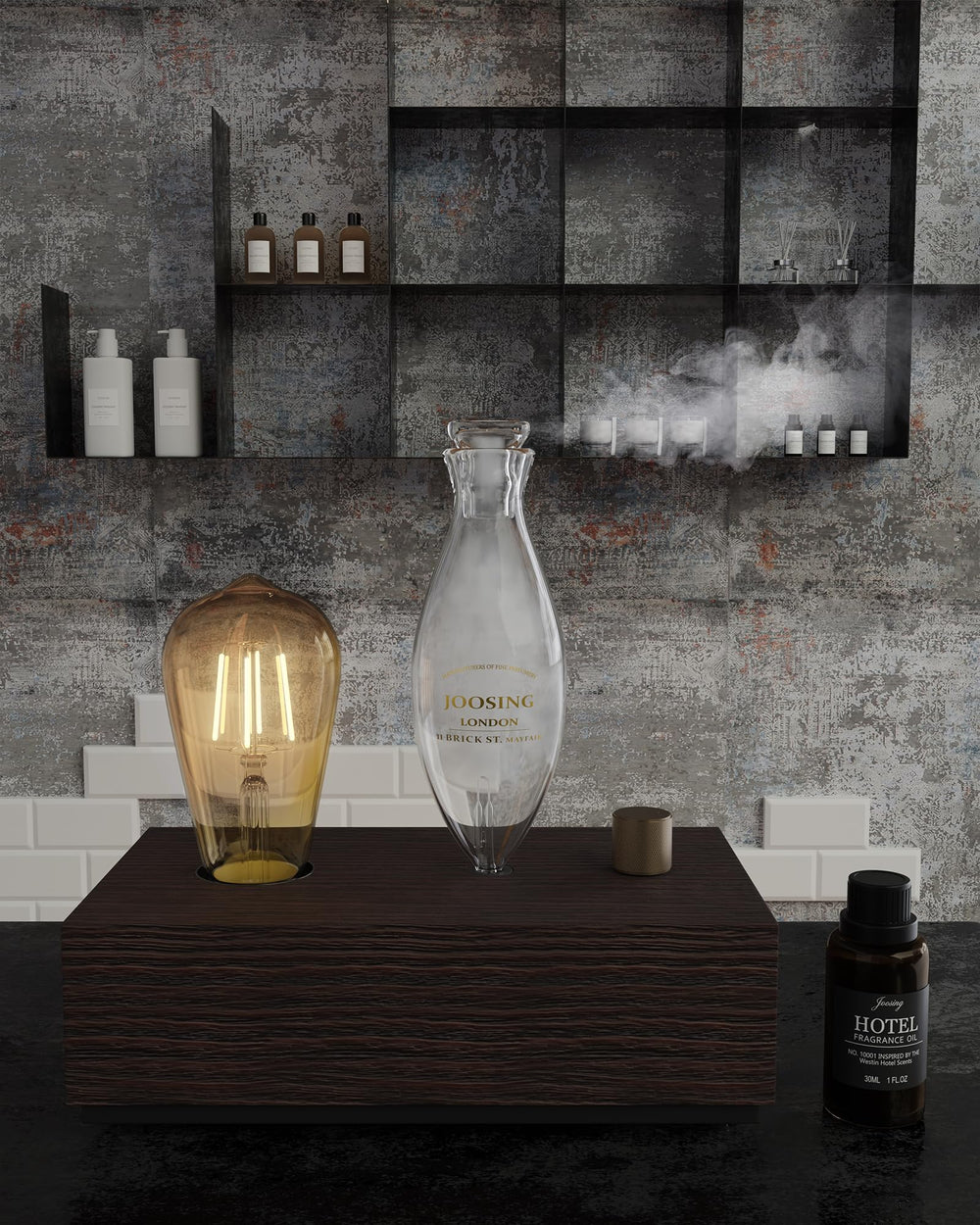 A yoga studio ambiance with aroma diffuser