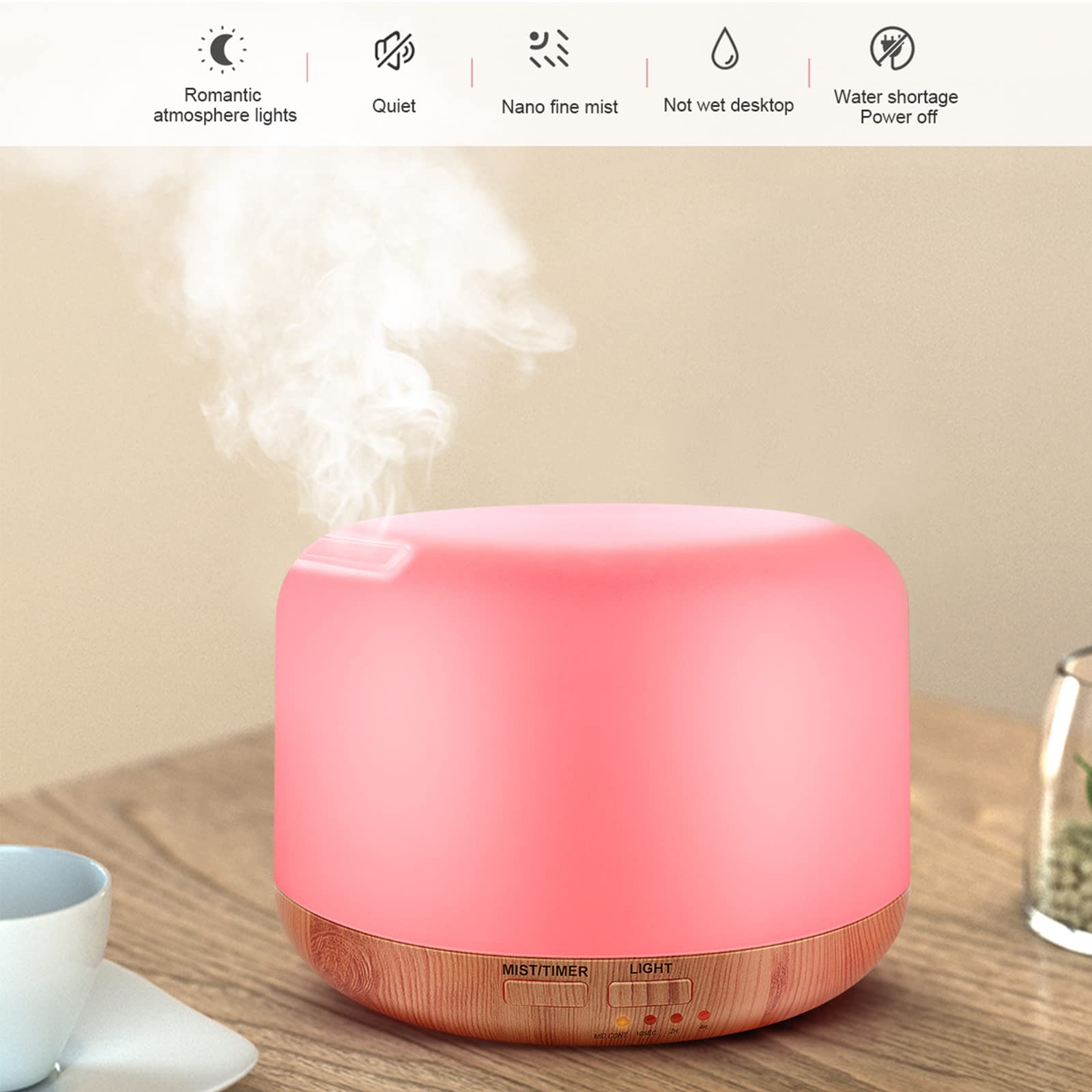 Diffuser displaying seven LED color options