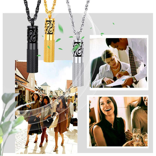 Diffuser necklace with 8 reusable sponges and 22 inch chain with 2 inch extender.