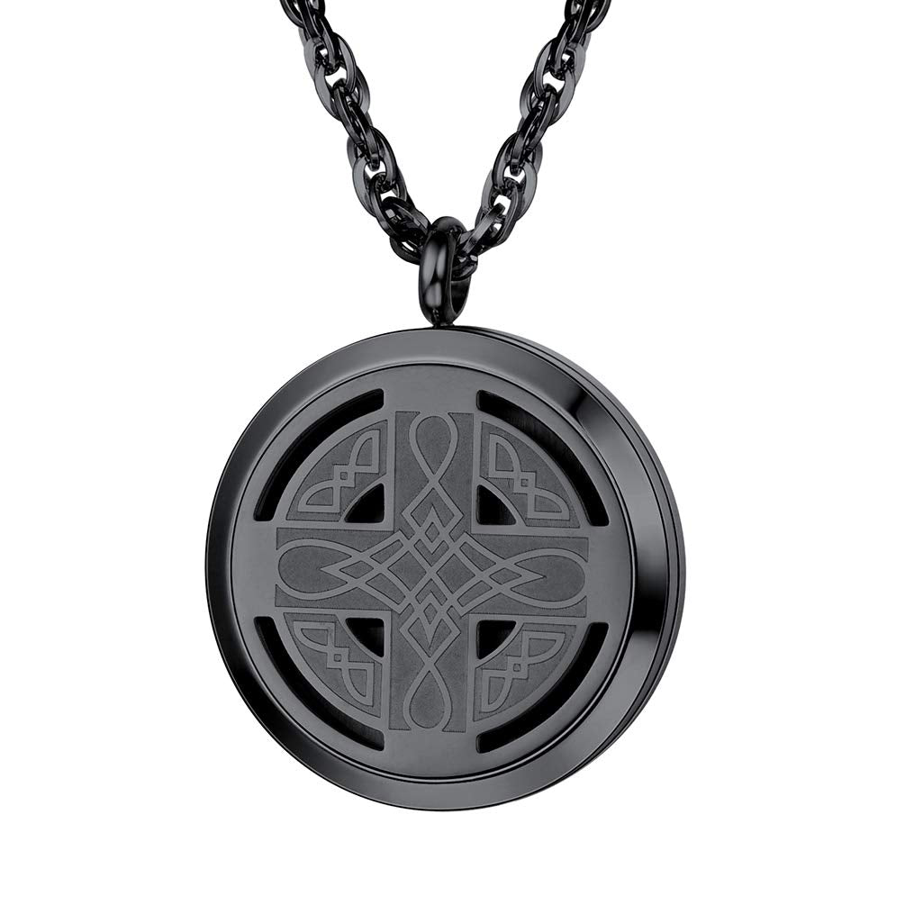 Diffuser necklace Celtic knot cross locket front view