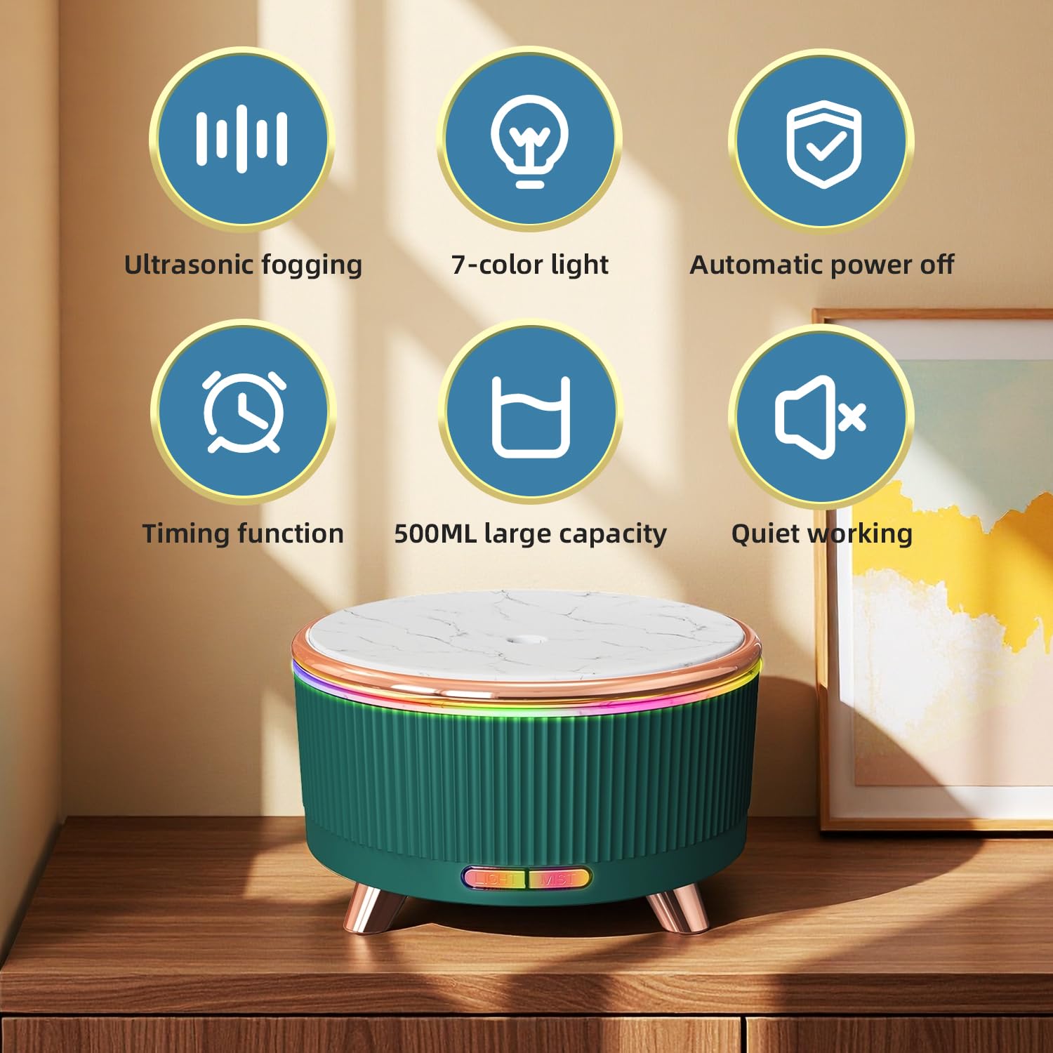 diffuser displaying 7 color night light