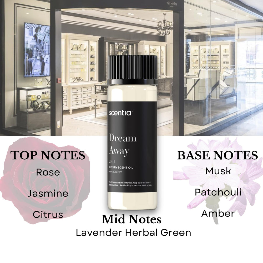 Diffuser oils showing floral and woody notes