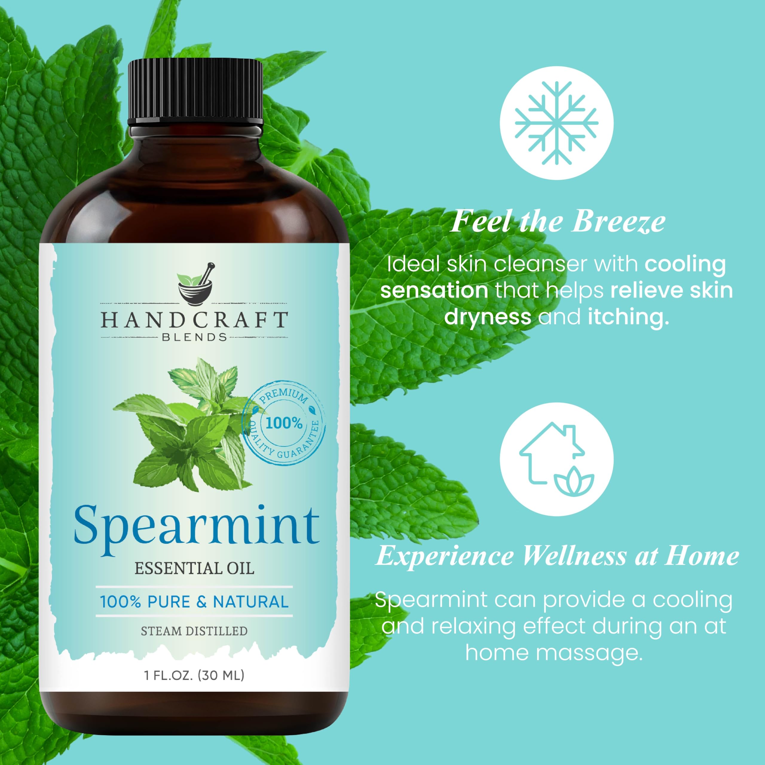 Diffuser-ready spearmint essential oil for aromatherapy