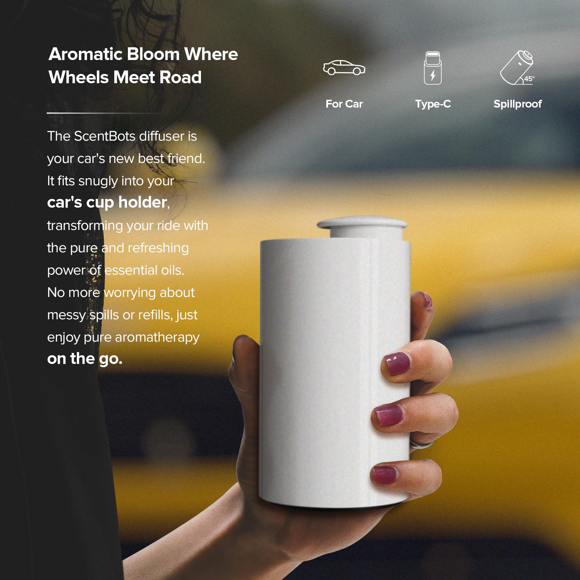 Cordless rechargeable diffuser with USB-C charging