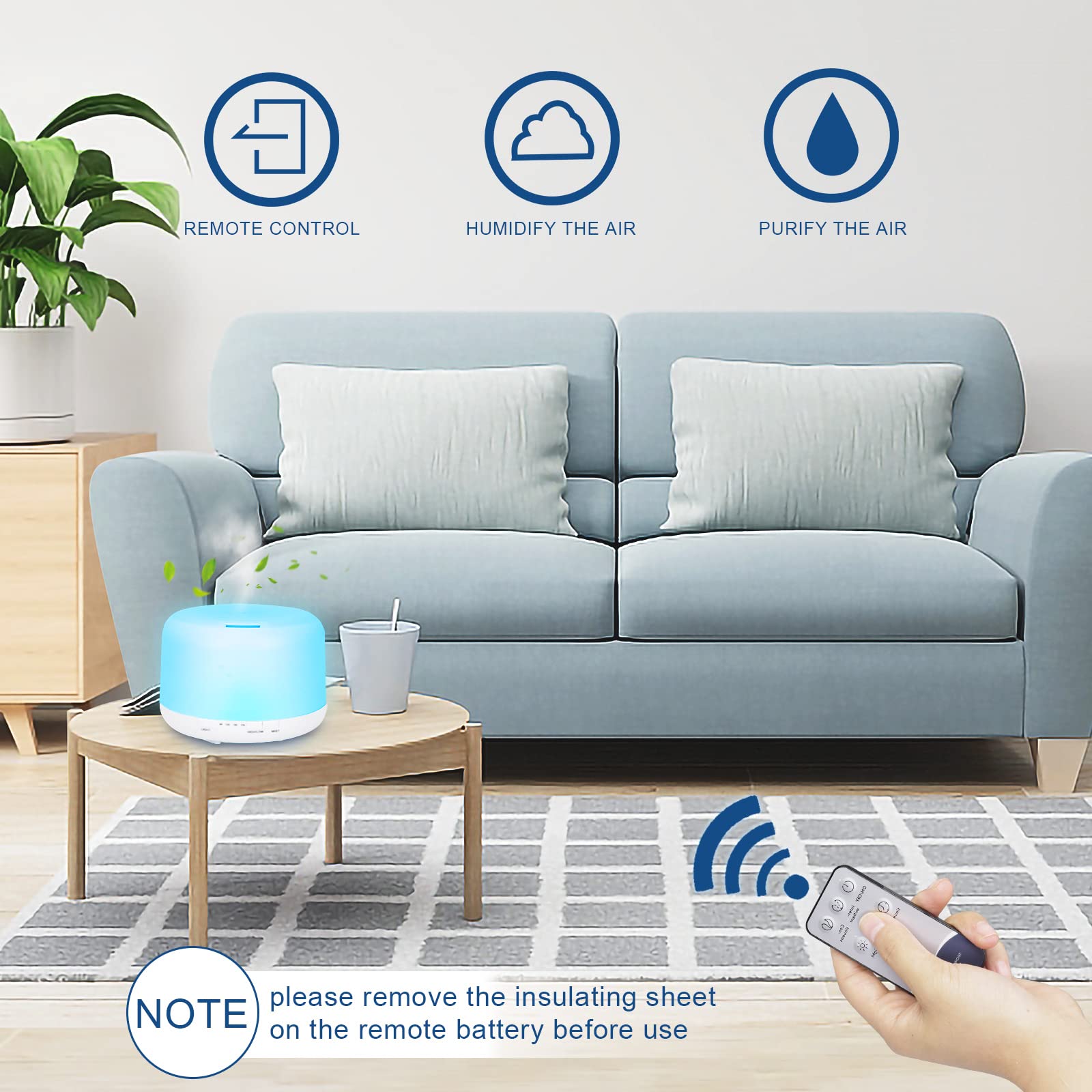 Remote control included with diffuser