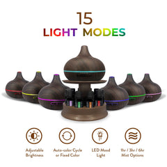 Side profile of the 300ml ultrasonic diffuser in dark oak