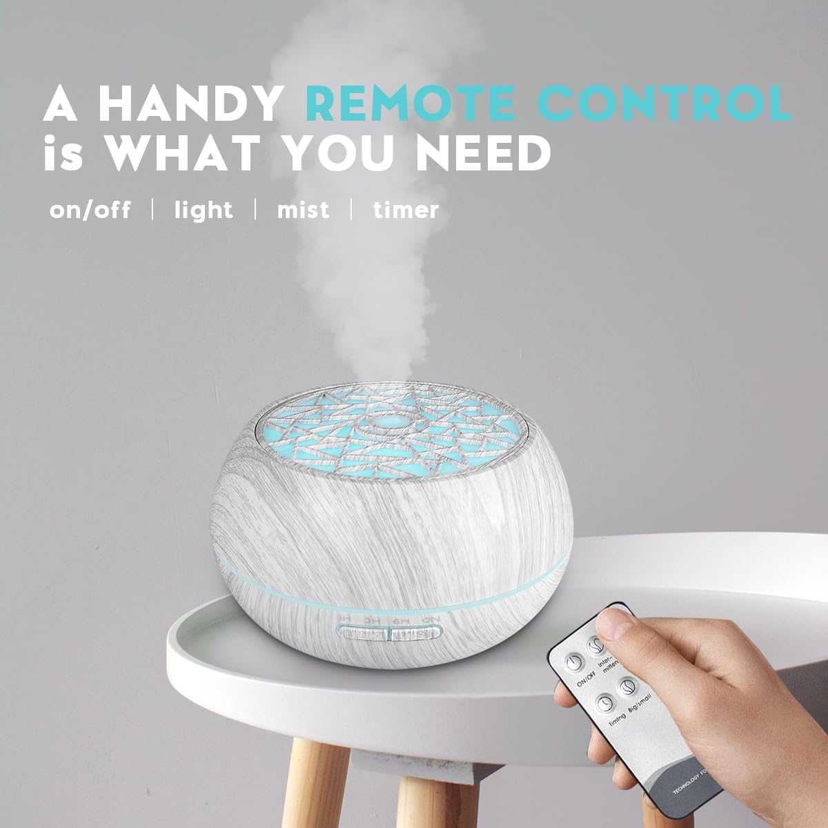 Mist and timer mode controls on diffuser