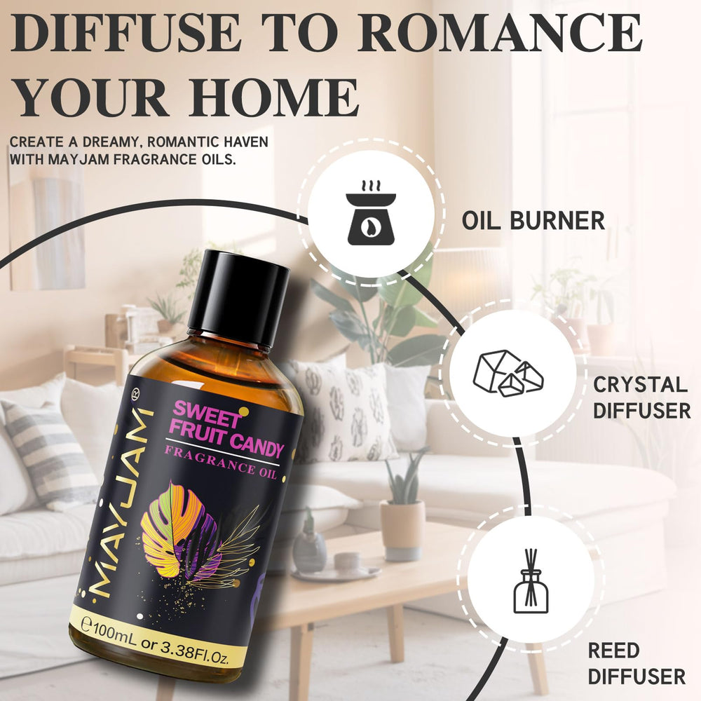 Diffuser releasing Sweet Fruit Candy scent in a living room