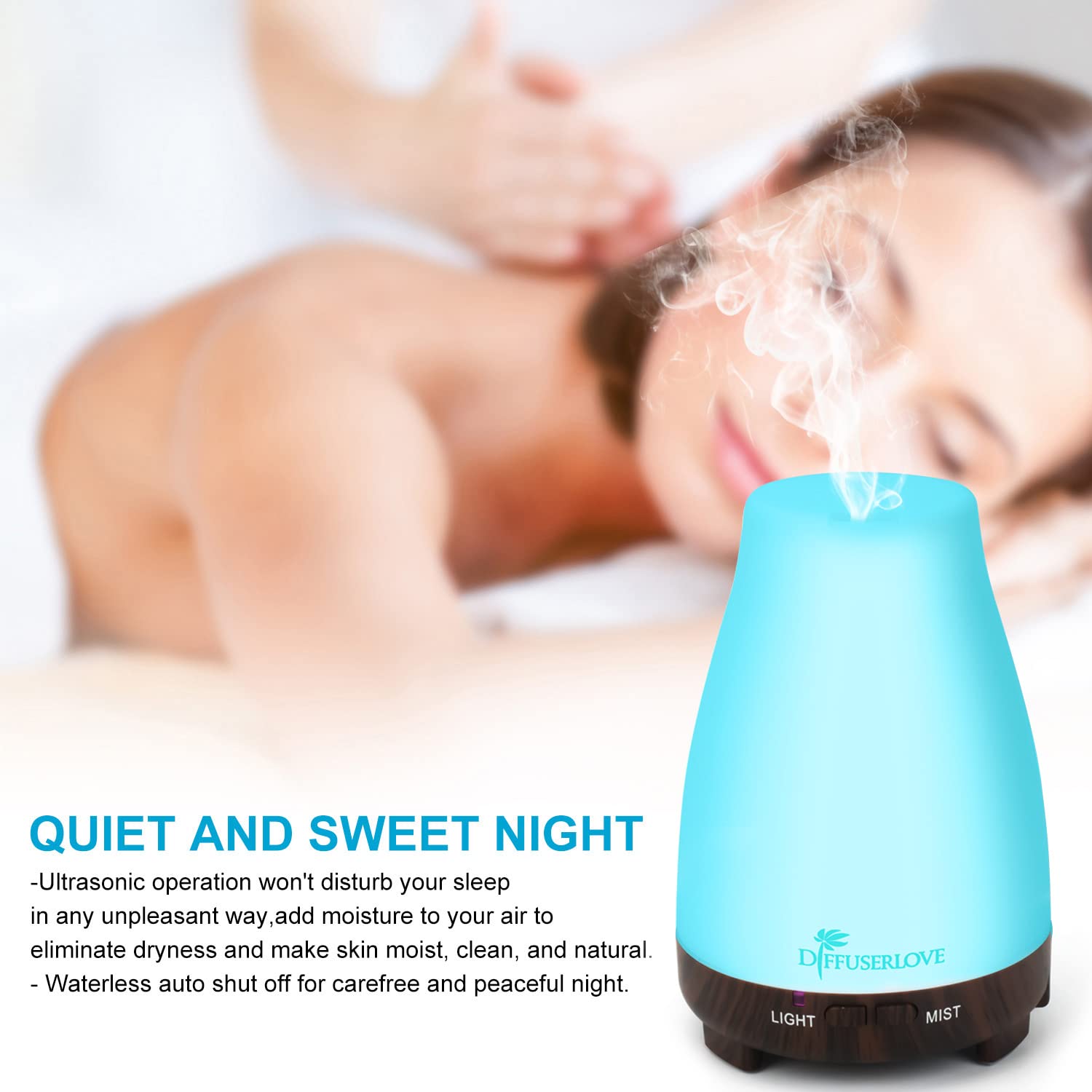 Auto shut-off feature of Diffuserlove 200ml diffuser safely powering off when water runs out