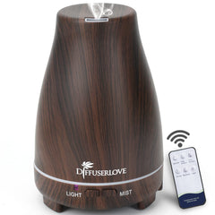 Diffuserlove 200ml essential oil diffuser in black wood grain with remote control