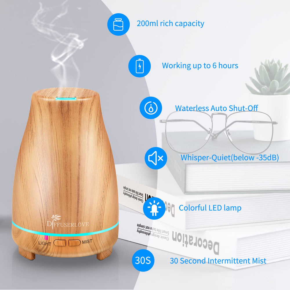 Whisper-quiet ultrasonic diffuser - Yellow Wood Grain, top view
