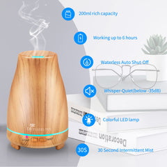 Whisper-quiet ultrasonic diffuser - Yellow Wood Grain, top view