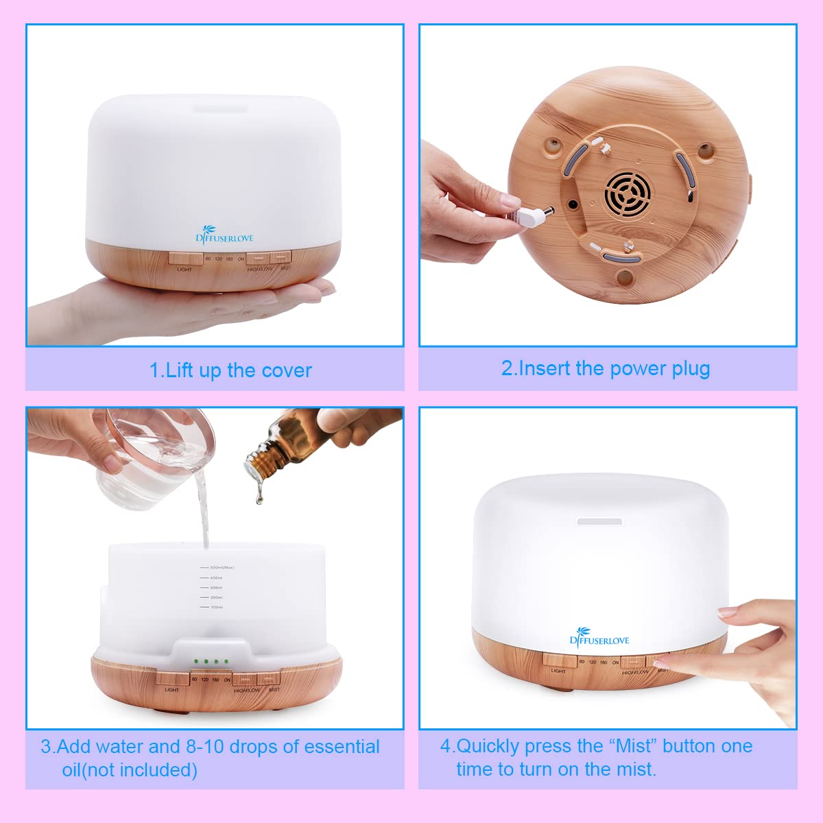 Large 500ml tank providing up to 10 hours of use