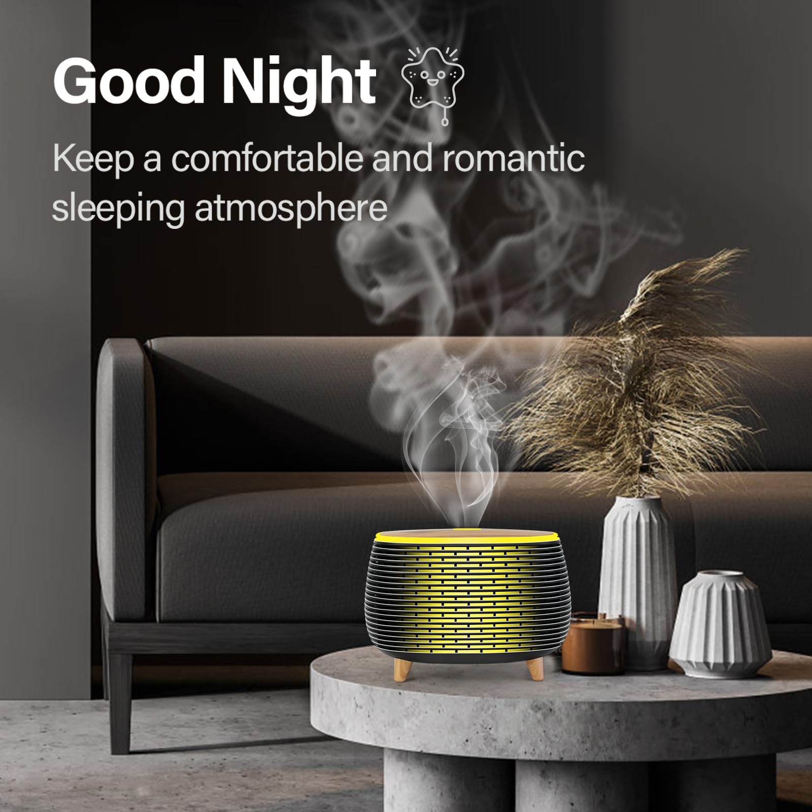 Aromatherapy diffuser with 7 color ambient lights