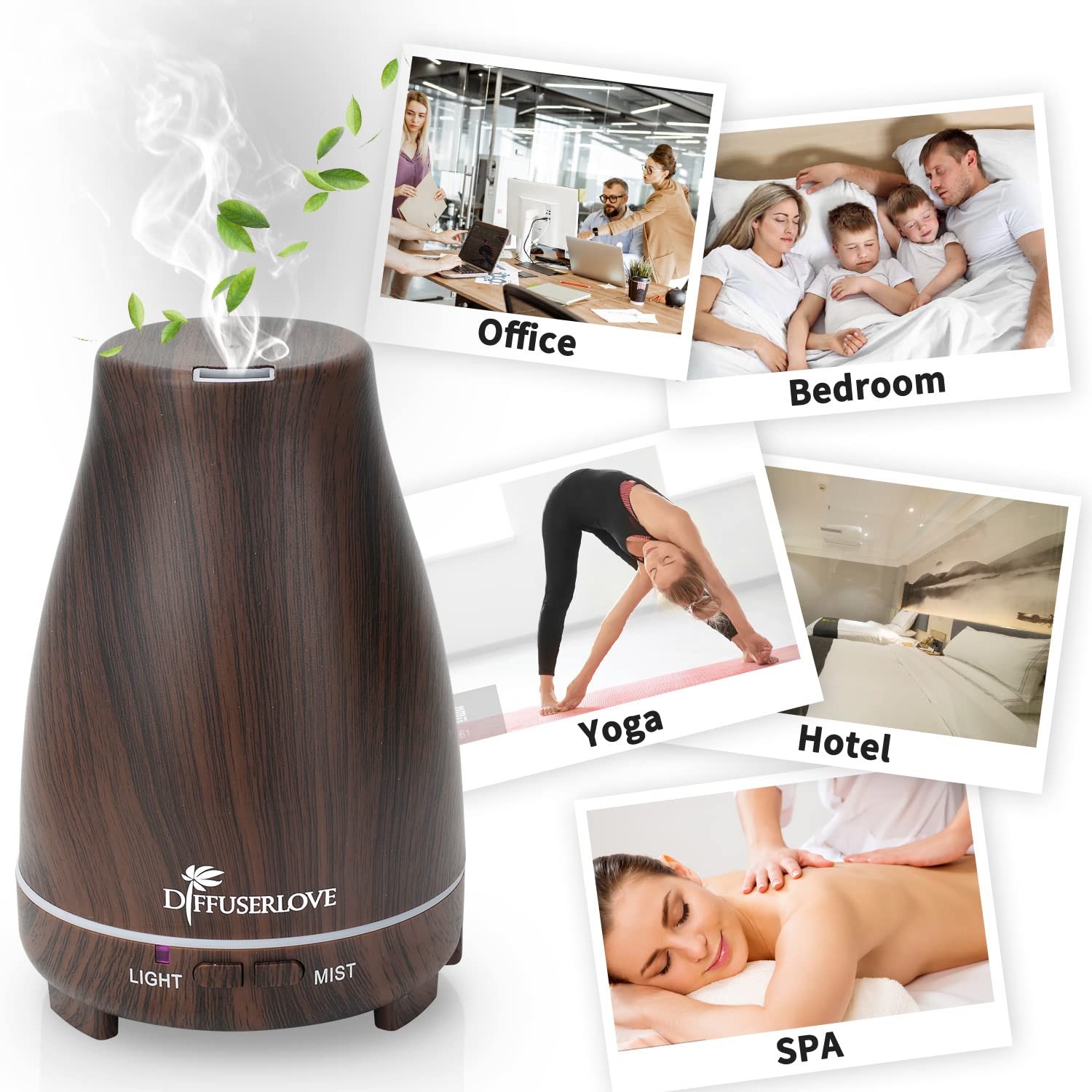 Diffuserlove placed in a bedroom and office setting