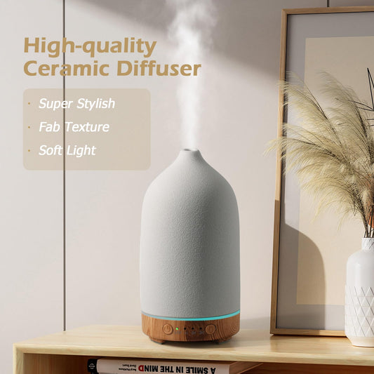 Close-up of handmade ceramic cover on the stone diffuser