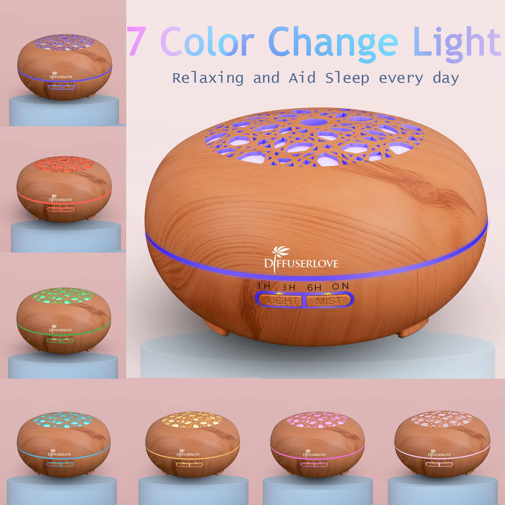 Diffuserlove displaying seven color LED lights