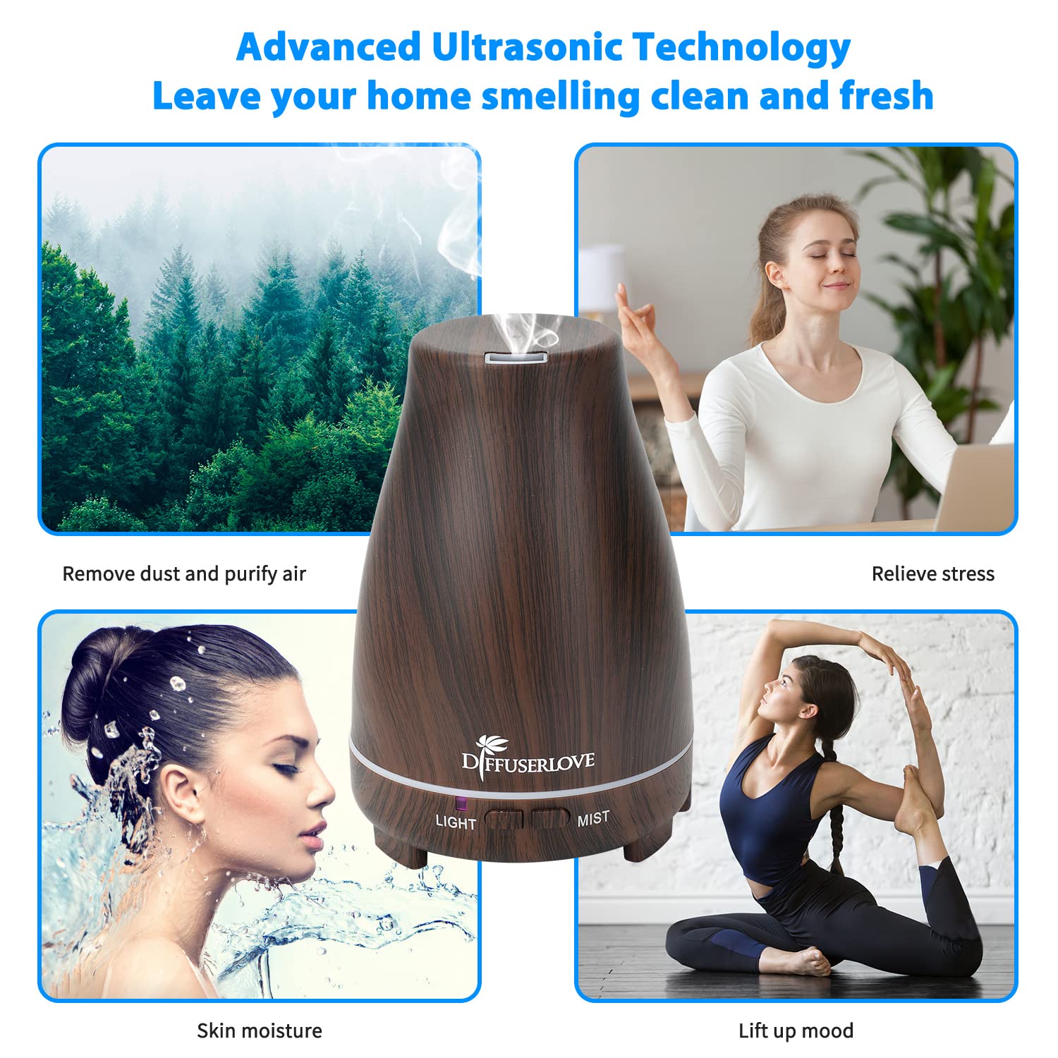 Whisper-quiet essential oil diffuser operating softly