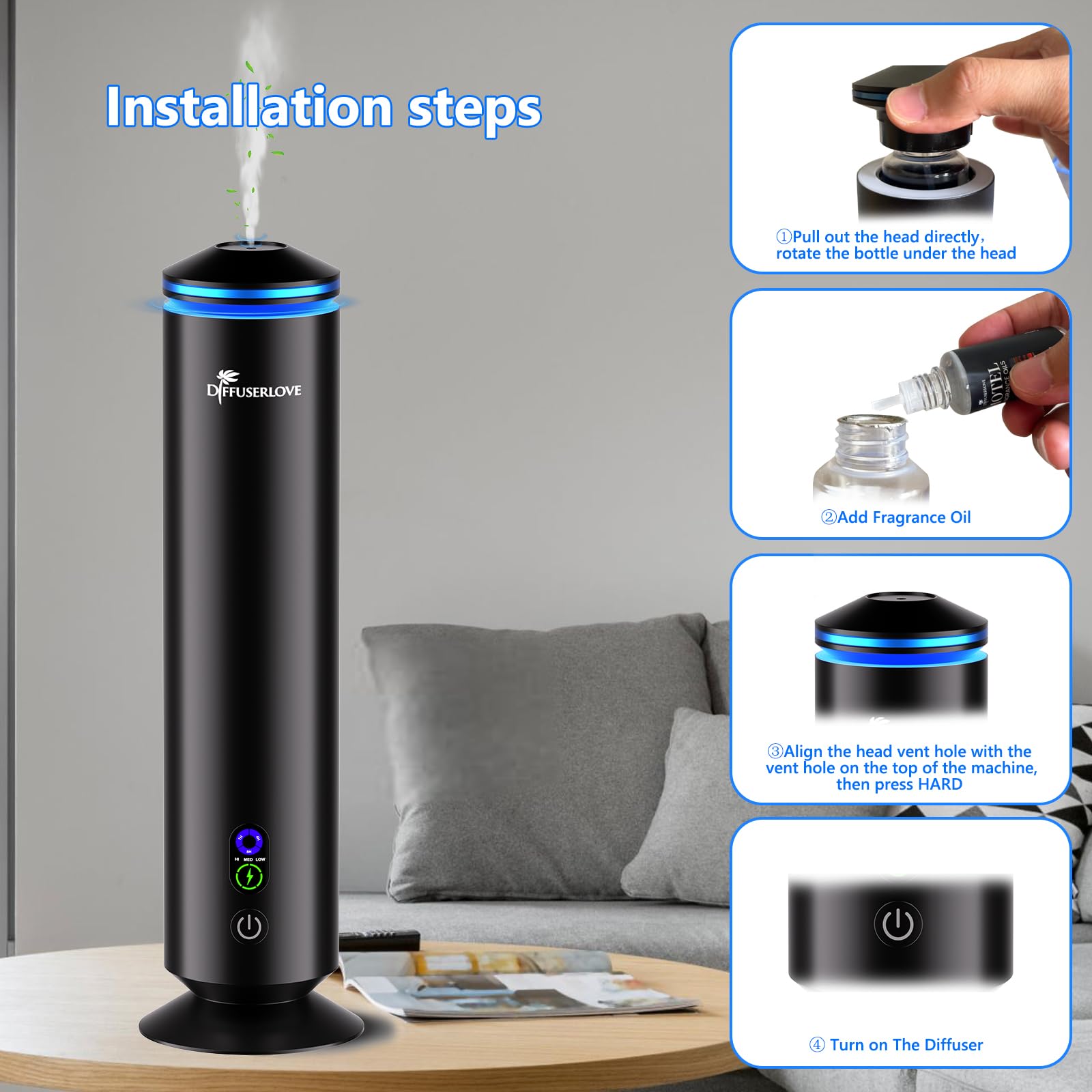 Remote control for diffuser settings