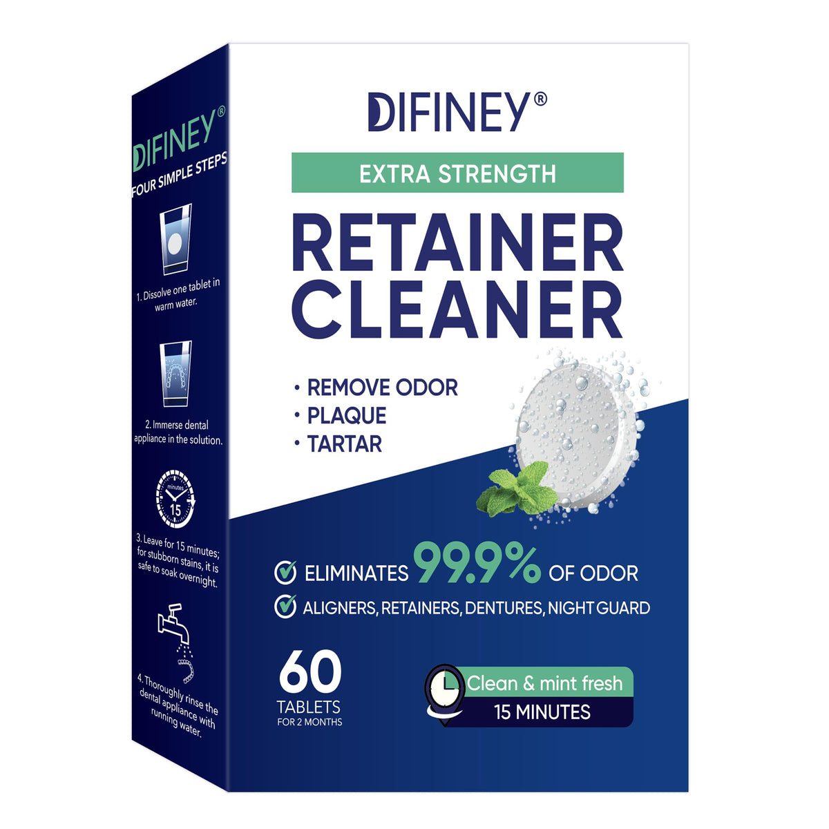 Difiney anti-snoring device cleaner tablets close-up