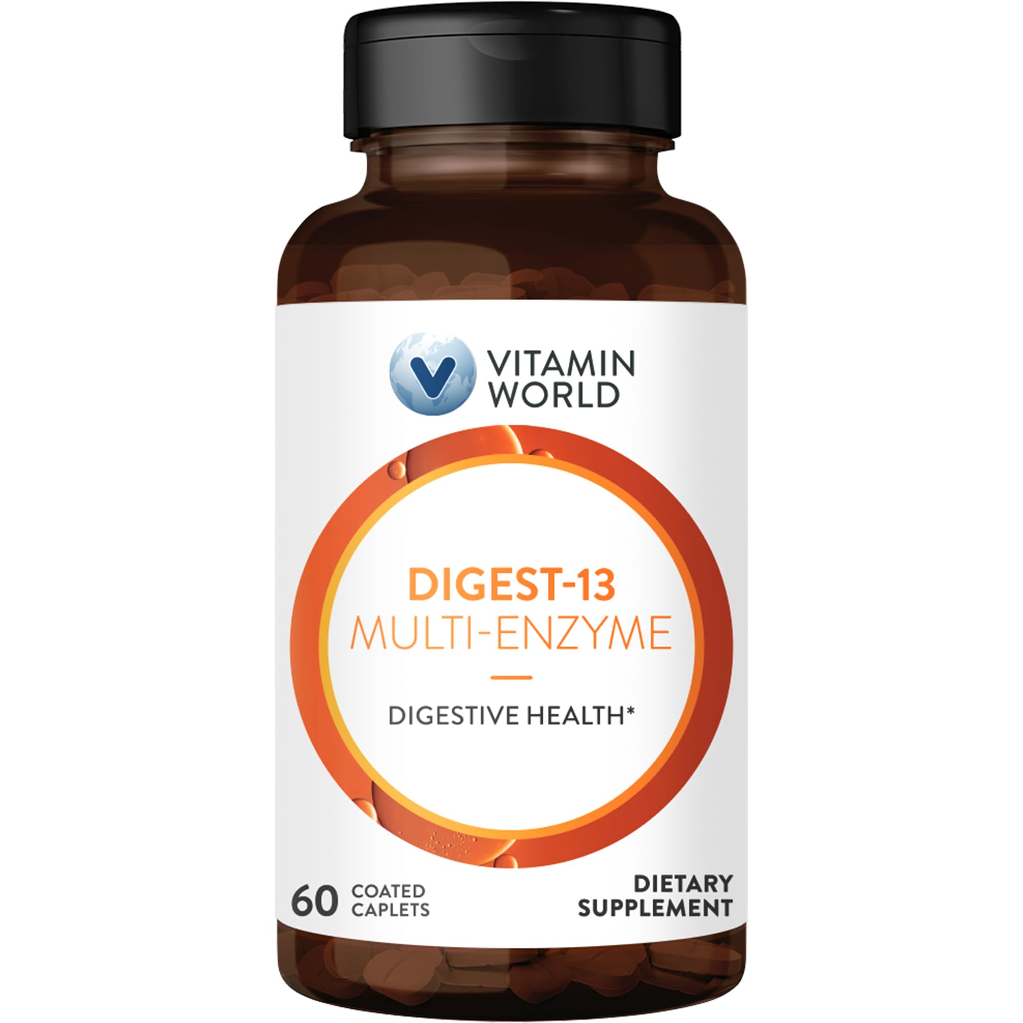 Vitamin World Digest-13 Multi-Enzyme bottle front view, 60 caplets