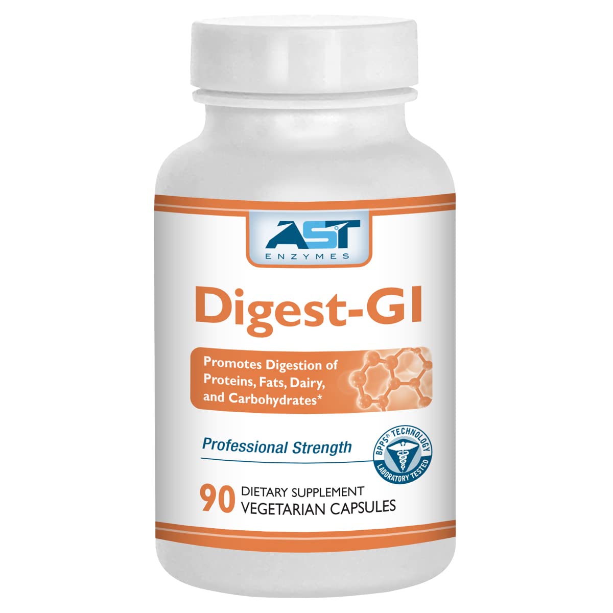 AST Enzymes Digest-GI bottle label with 90 vegetarian capsules
