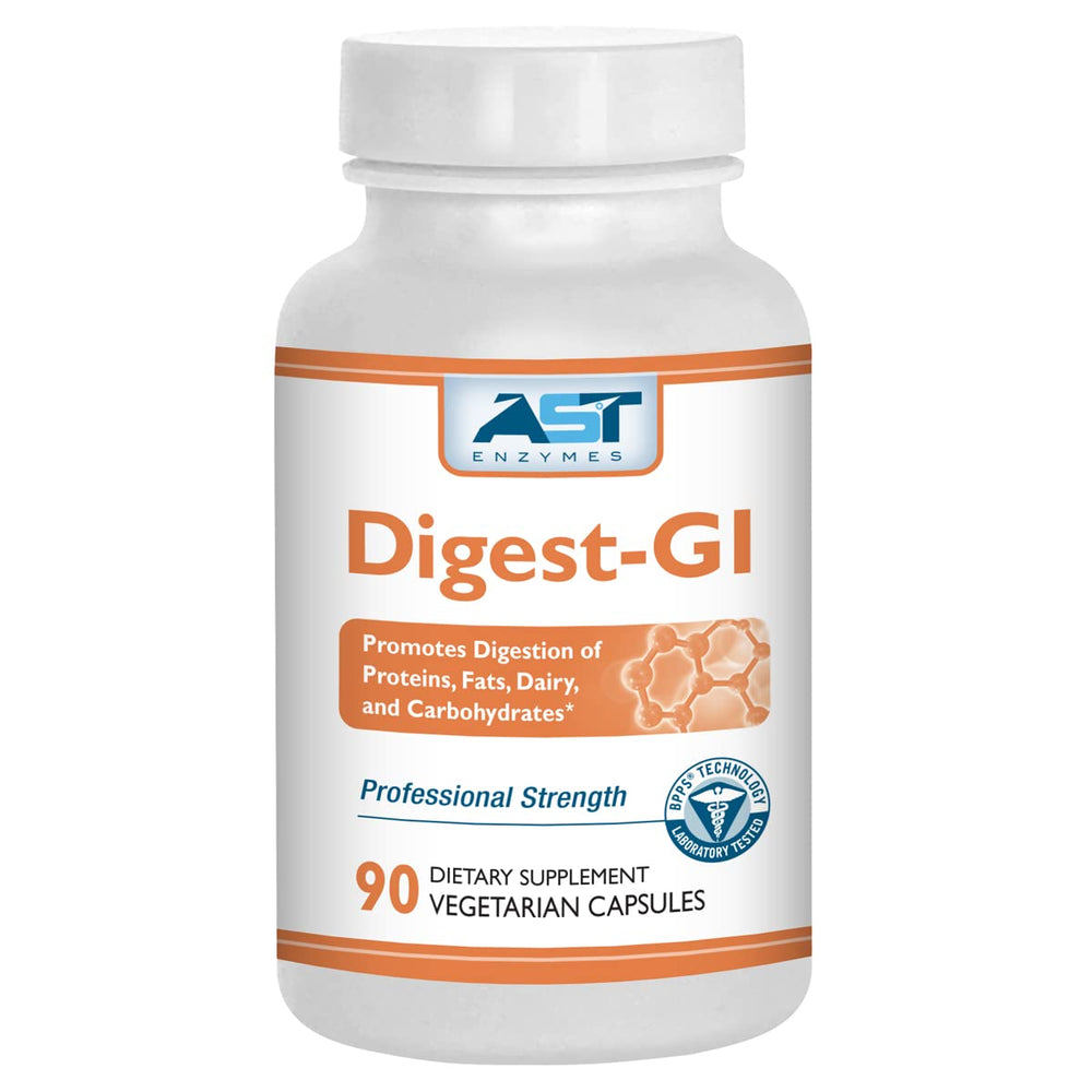 AST Enzymes Digest-GI bottle label with 90 vegetarian capsules
