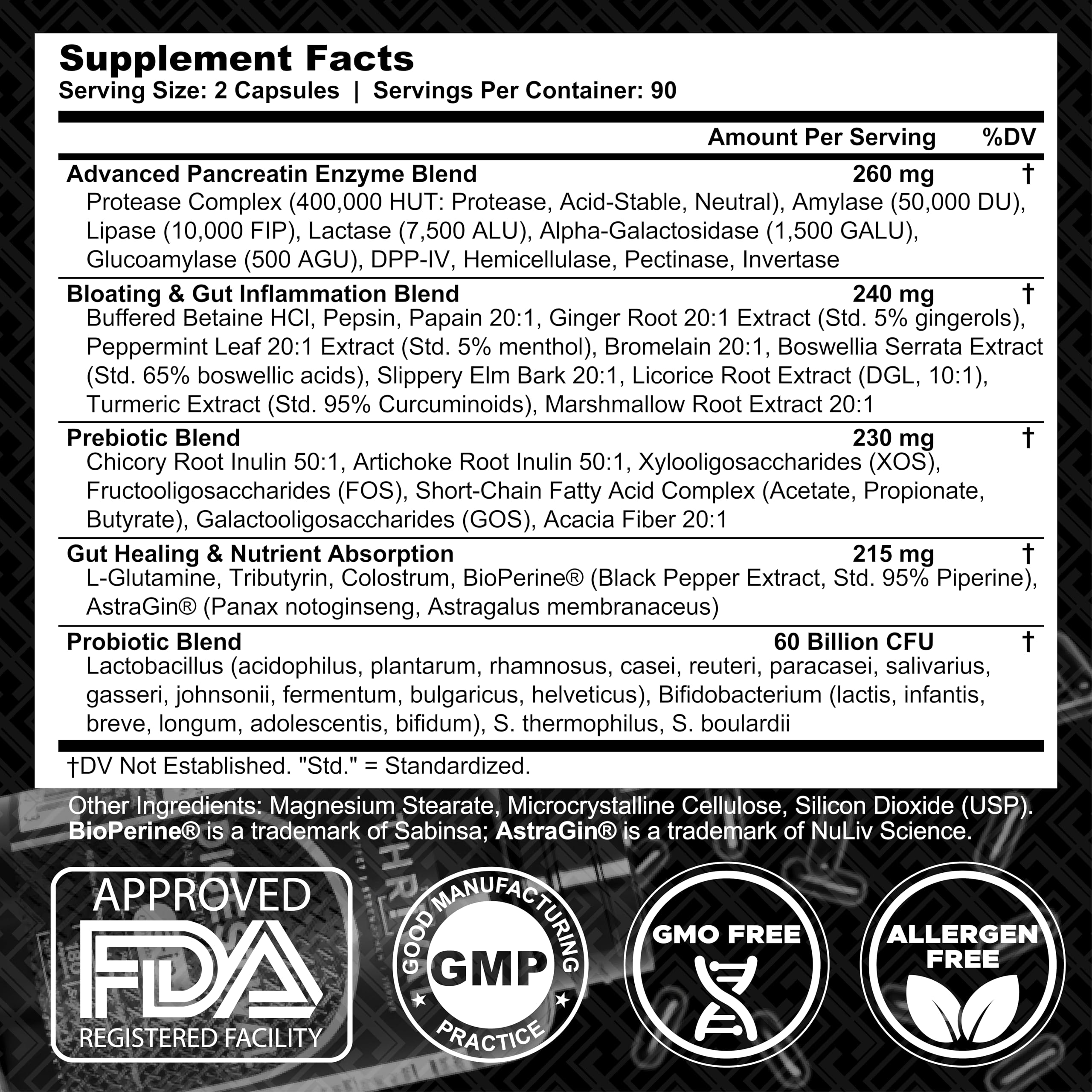 Gut healing ingredients and anti-bloat relief