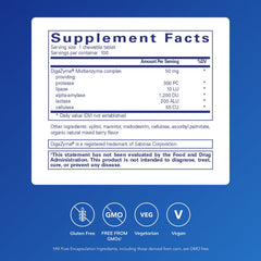 Close-up of chewable digestive enzyme tablets