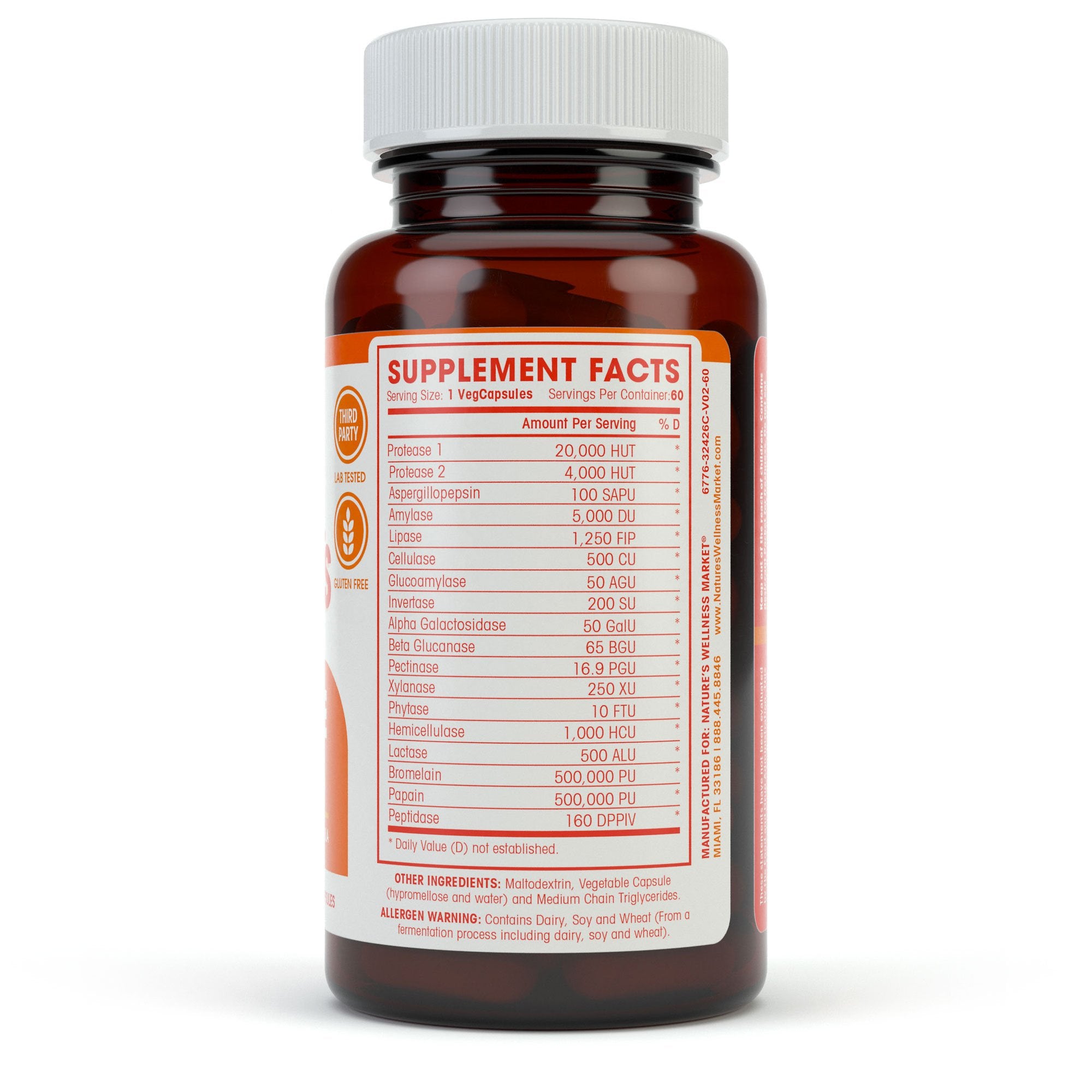 Graphic listing 18 essential enzymes for digestion