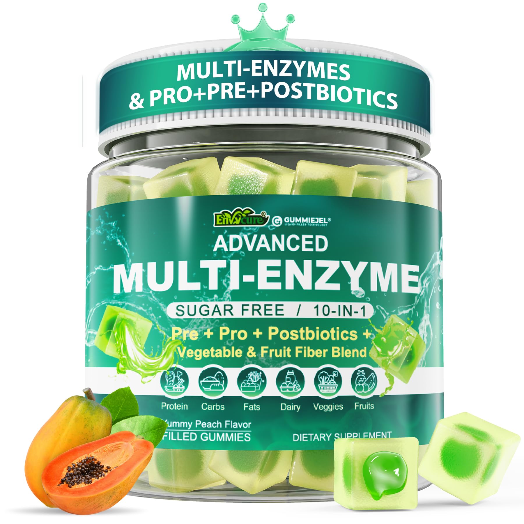 Digestive enzymes gummies bottle label visible